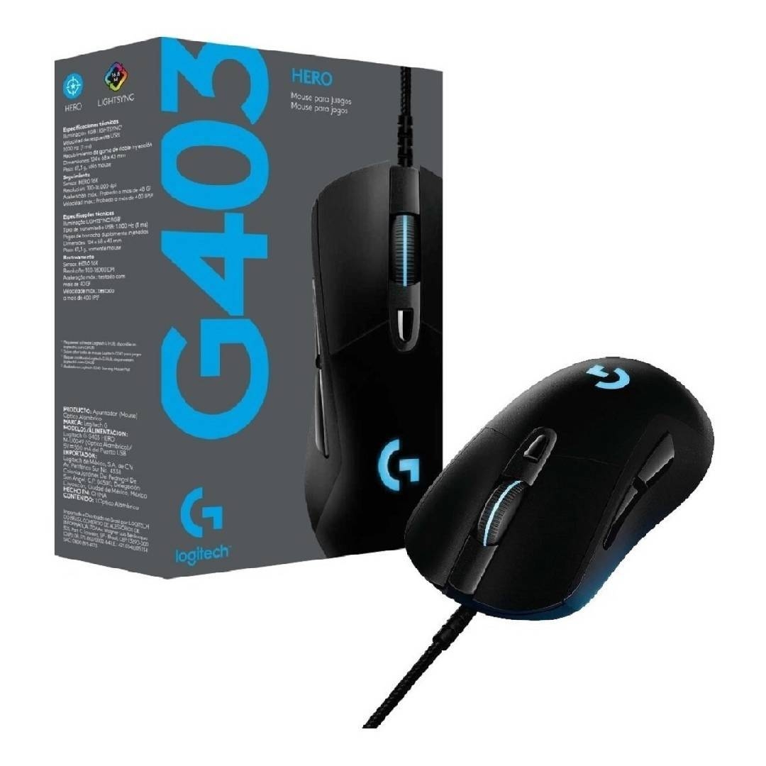 Mouse Gamer Logitech G403 HERO 25.000 DPI - RGB, Sensor HERO 25K 3