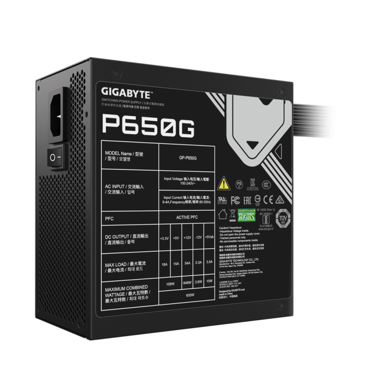 Fuente de Poder Gigabyte 650W 80 Plus Gold GP-P650G PG5 | PSU Gamer Eficiente y Silenciosa 4