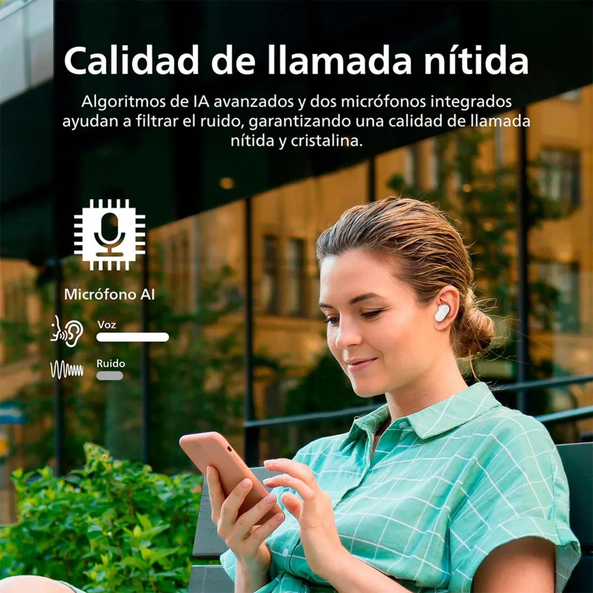 Audífonos Bluetooth Noise Cancelling Philips Tat3509 True Wireless 24 Horas Autonomia Blanco 2