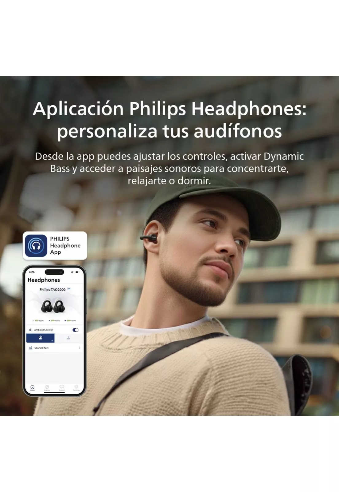  AUDIFONO BLUETOOTH DE OIDO ABIERTO TAQ2000 NEGRO PHILIPS 3