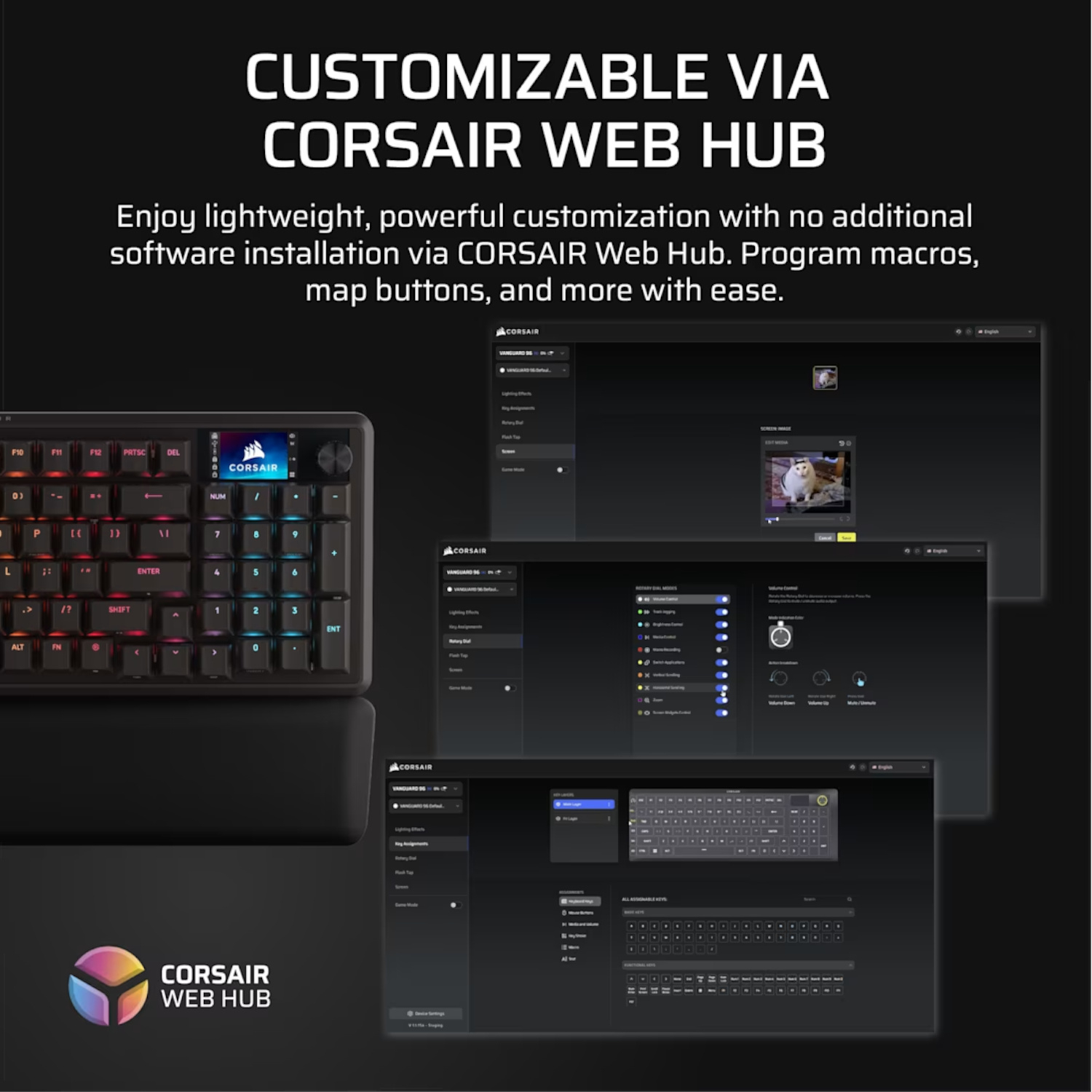 Teclado Mecanico Gaming Corsair Vanguard 96 RGB MLX Plasma, US 3