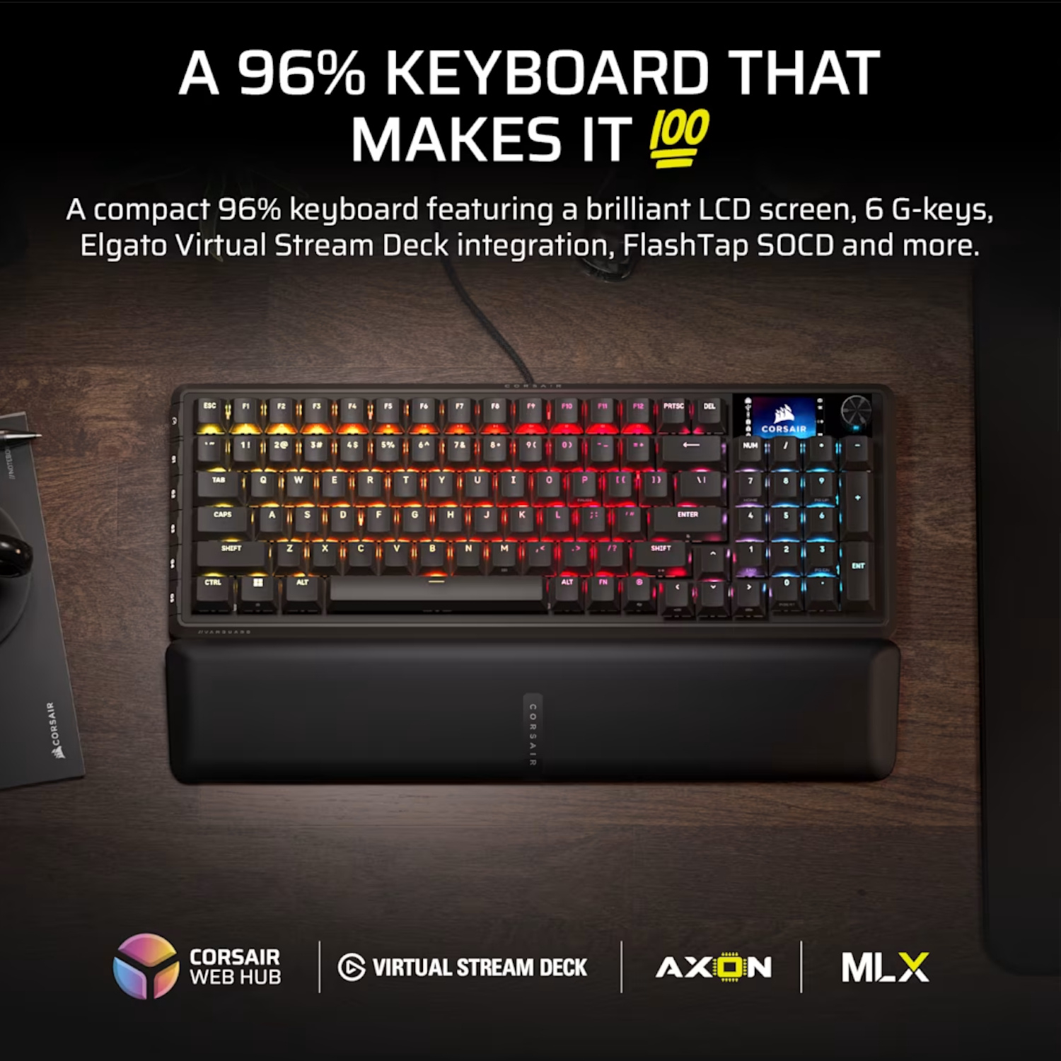 Teclado Mecanico Gaming Corsair Vanguard 96 RGB MLX Plasma, US 4