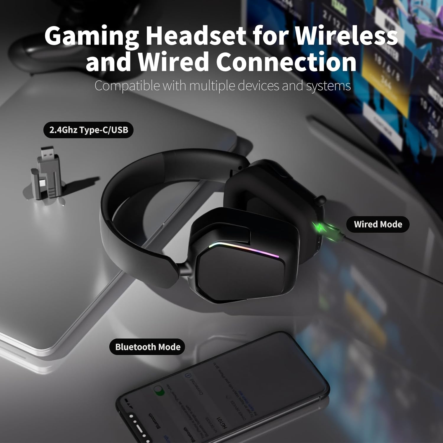 Audifonos gamer RK Royal Kludge HG101 Negro 8