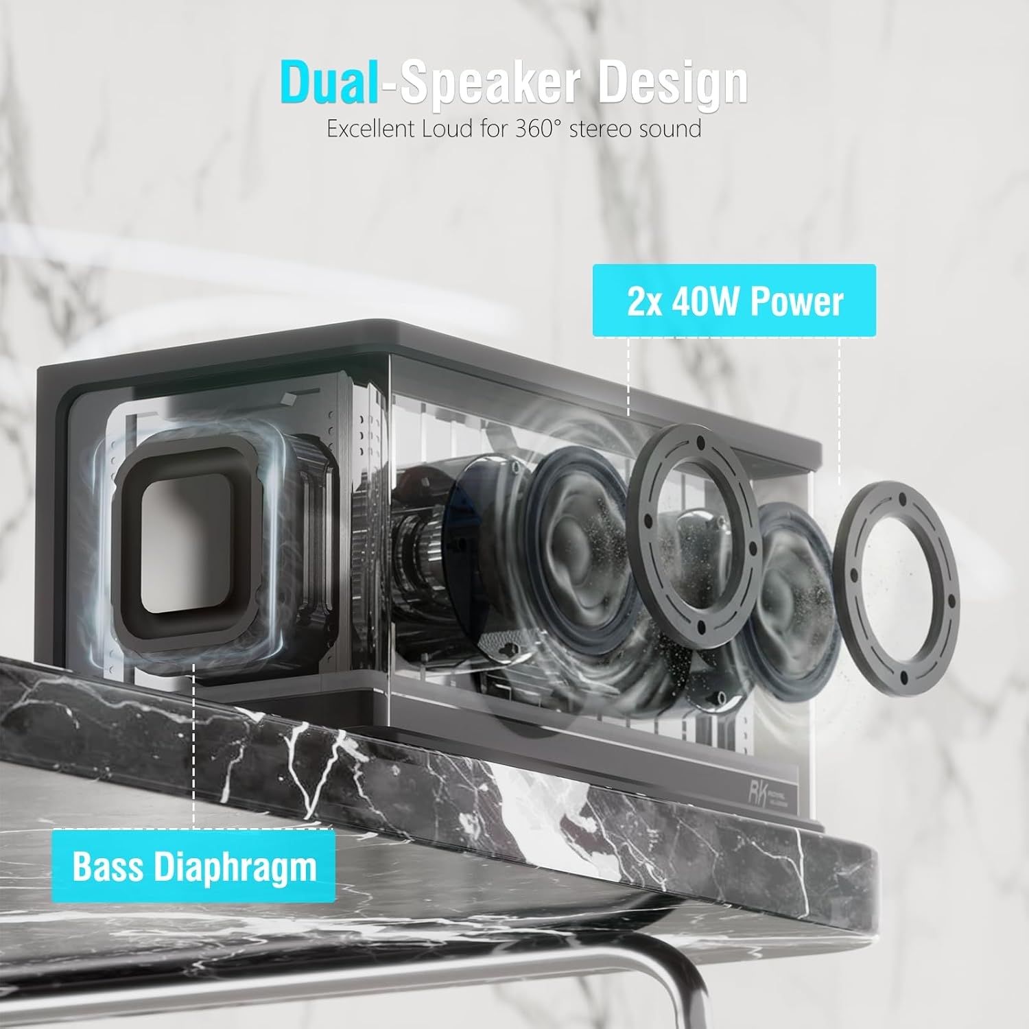 Parlante RK ROYAL KLUDGE SH100 Altavoz Bluetooth 40w negro 2