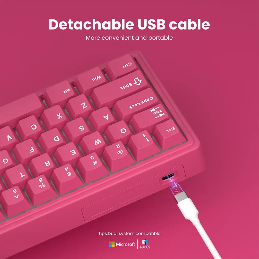 Teclado Mecánico Rk Royal Kludge R65 berry red / sw cream  / español 3