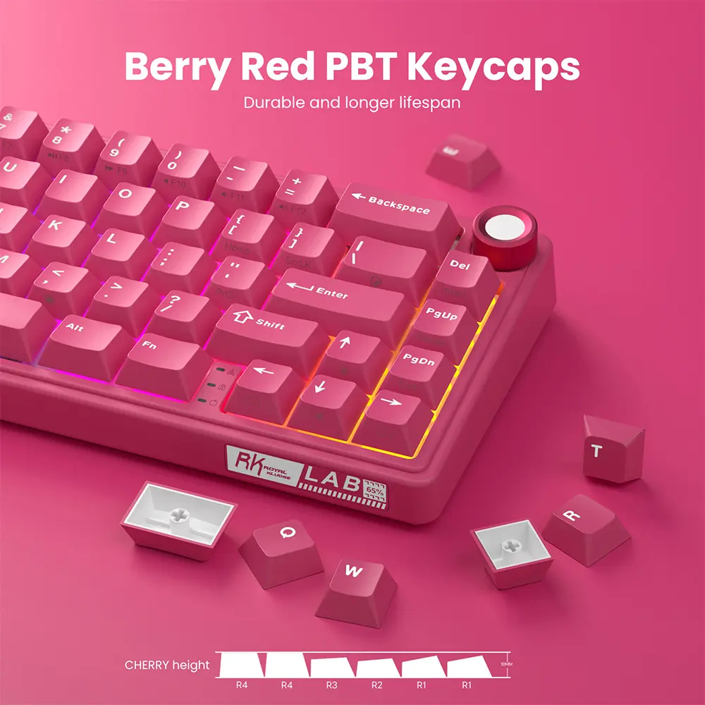 Teclado Mecánico Rk Royal Kludge R65 berry red / sw cream  / español 6