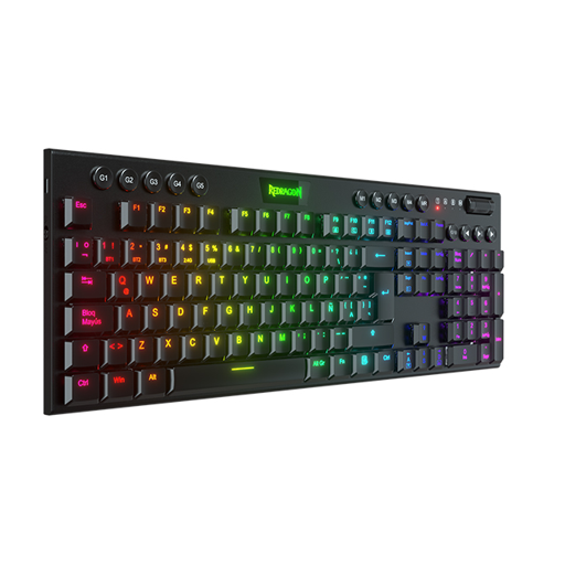 Teclado Gamer Inalámbrico Redragon HORUS K618, Mecanico, RED SWES, Color Negro 3