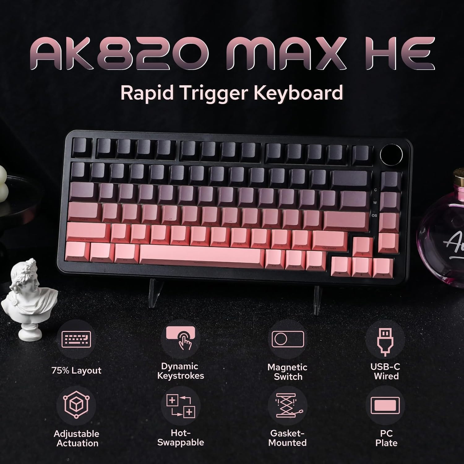 Teclado Magnético AJAZZ AK820 MAX cableado pink sw magnetic / US 5