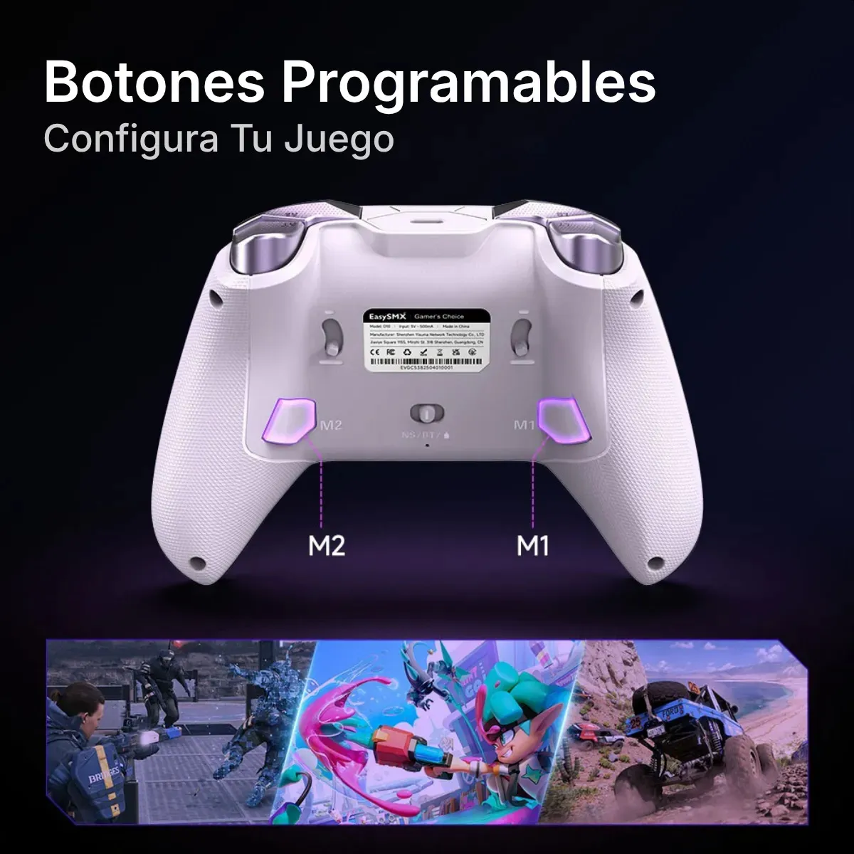 Control EasySMX D10 Multiplataforma negro | Joysticks TMR, Gatillos con Bloqueo y Base de Carga 4