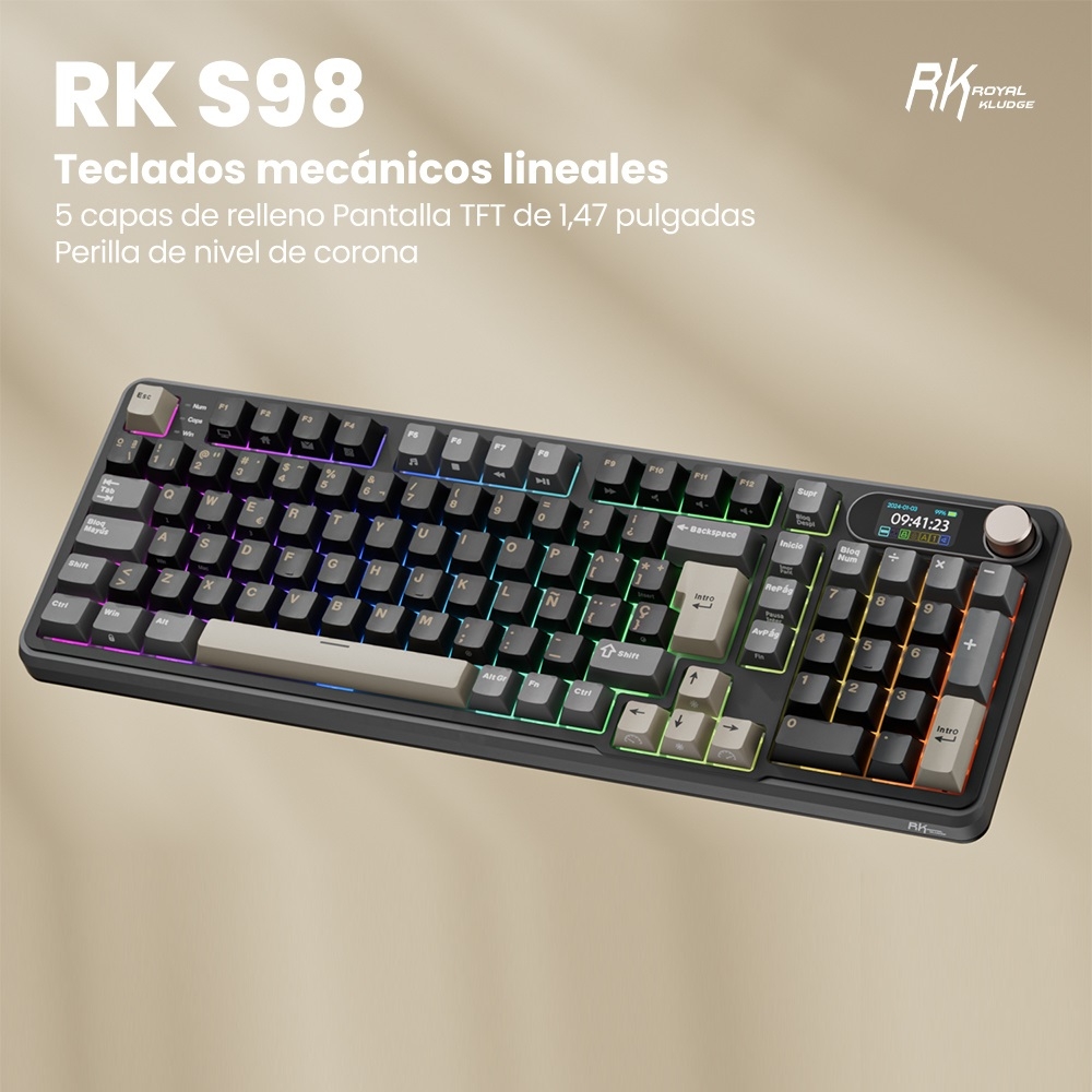 Teclado Mecánico Inalámbrico Royal Kludge RK-S98  TRI MODO / SW CHARTREUSE / ESPAÑOL  2