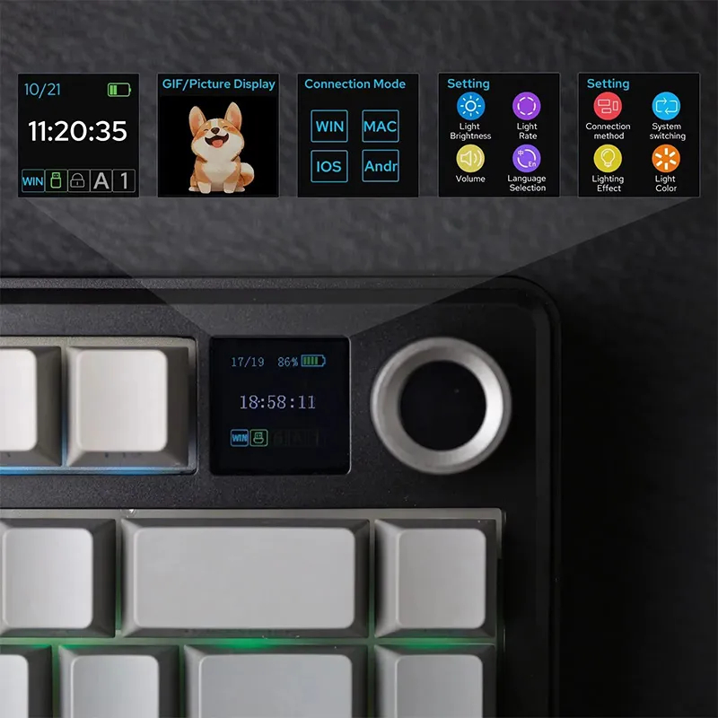 Teclado Mecánico F75 MAX Glacier Blue RGB Wireless – Switch Reaper / ingles 4