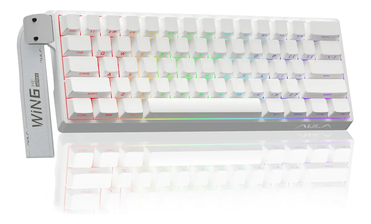 Teclado Aula Win60 He SW magnetic 60% Gamer Rgb cableado color blanco 1