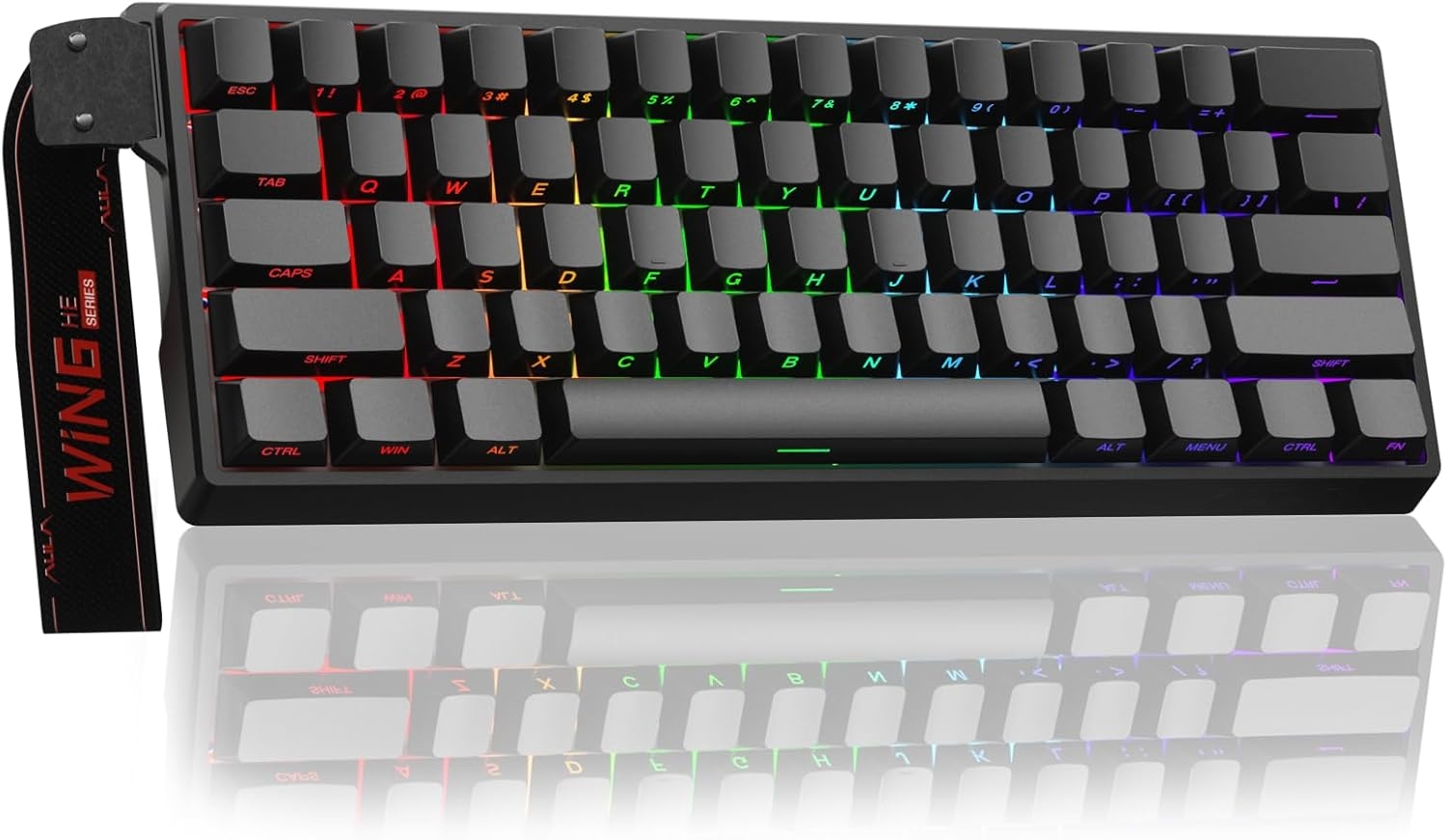 Teclado Aula Win60 He SW magnetic 60% Gamer Rgb cableado color negro 1