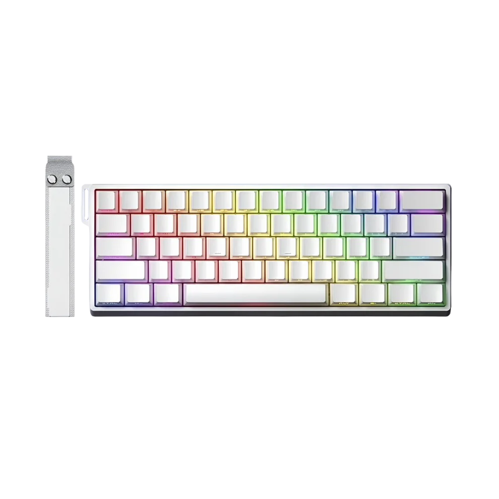 Teclado Aula Win60 He SW magnético 60% Gamer Rgb cableado color blanco 1