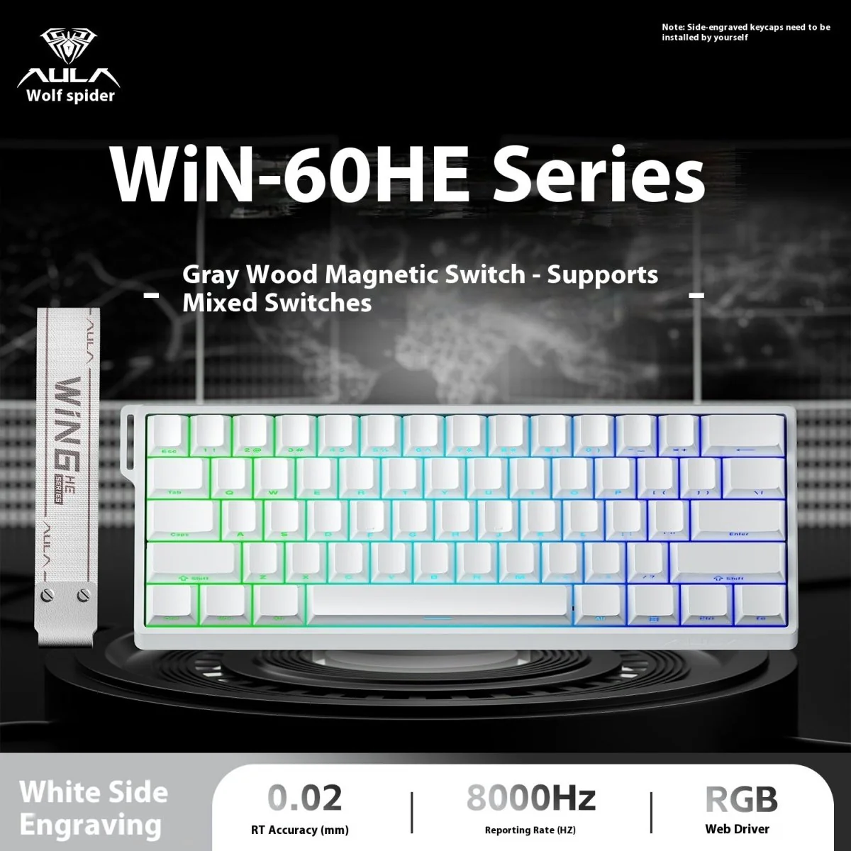 Teclado Aula Win60 He SW magnético 60% Gamer Rgb cableado color blanco 4