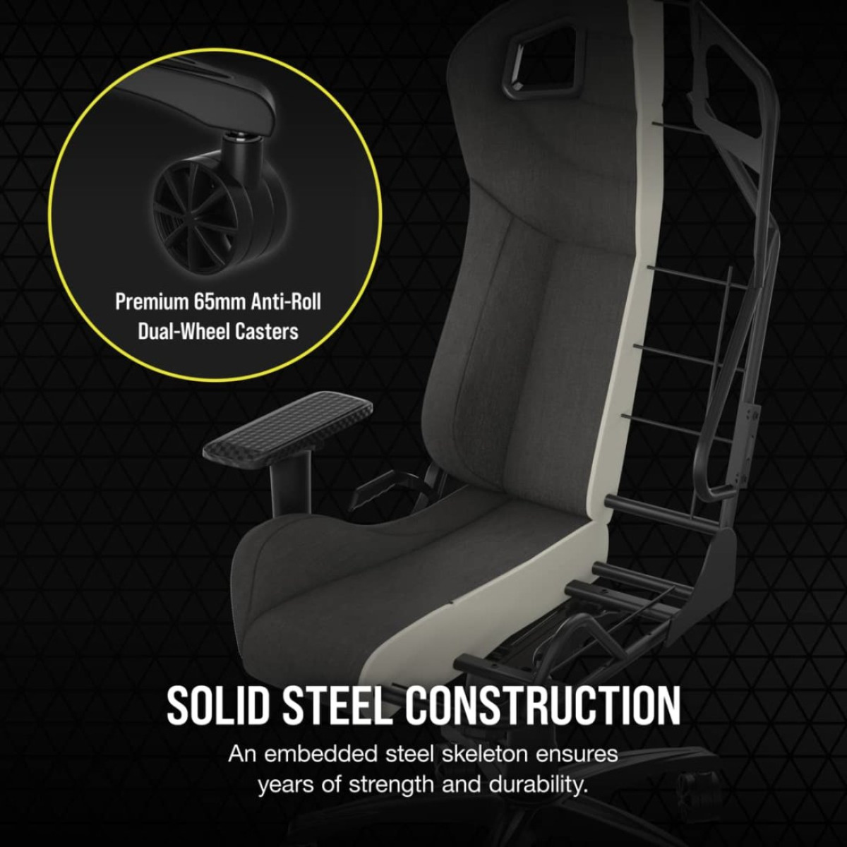 Silla Gamer Corsair T3 RUSH  hasta 120 KG  Carbón 2