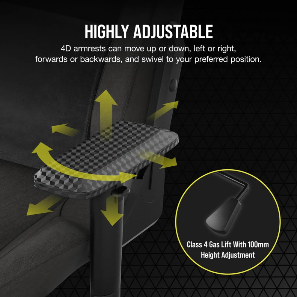 Silla Gamer Corsair T3 RUSH  hasta 120 KG  Carbón 4