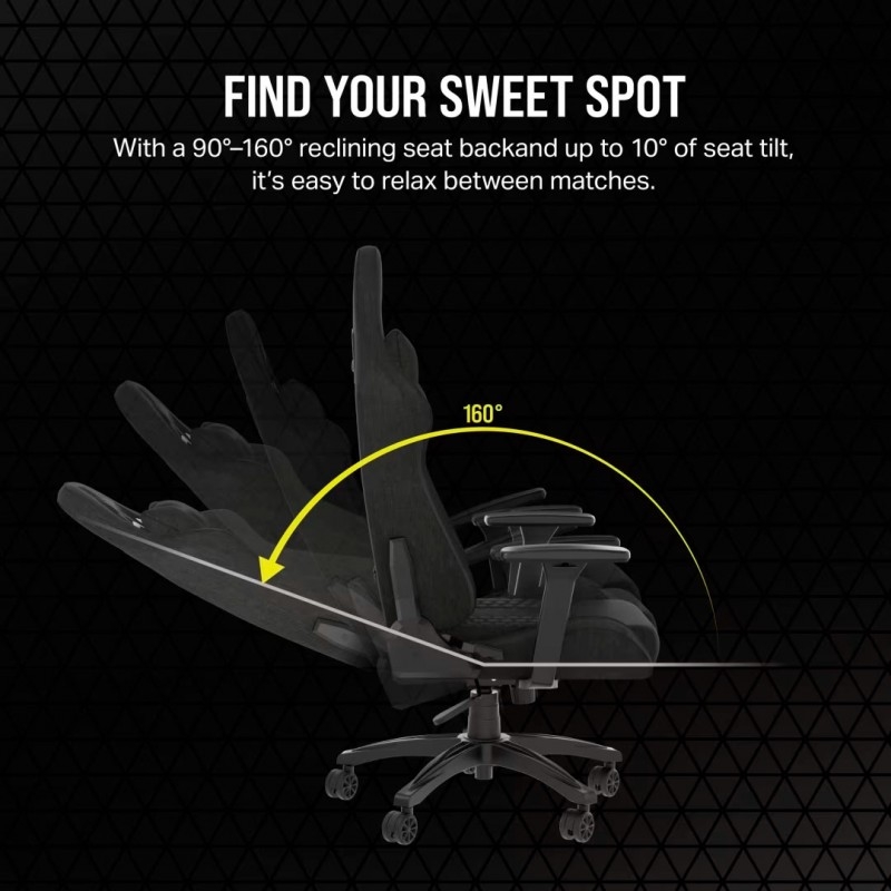 Silla Gamer corsair TC100 RELAXED de Tela con Cojín Lumbar y Cervical negra 2
