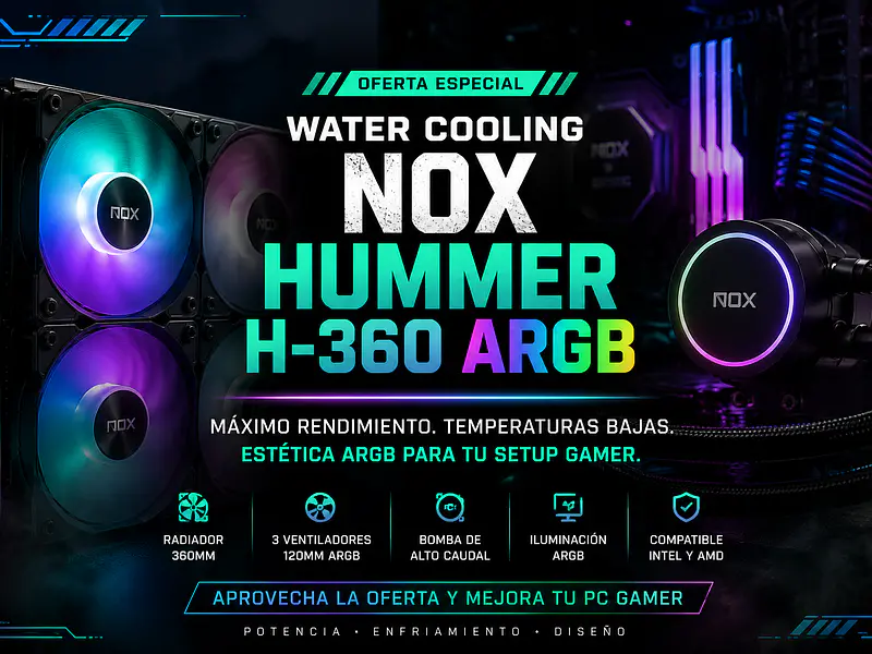 Water Cooling Nox Hummer H-360 ARGB en oferta | VGamers