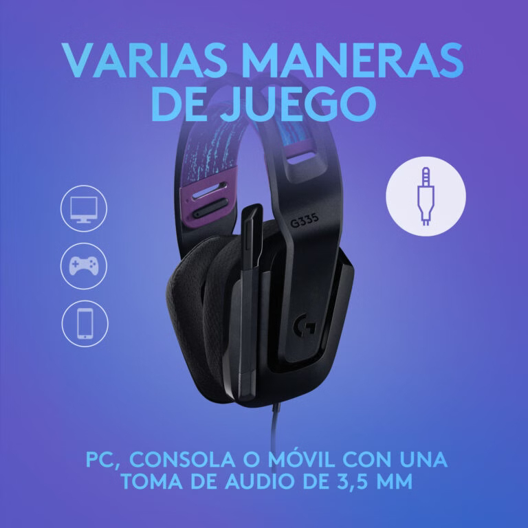 Audifonos Gamer Logitech G335 Negros jack 3.5 mm 3
