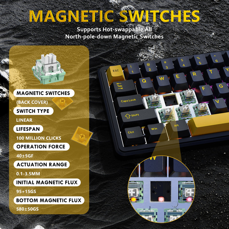 Teclado Gamer ATTACK SHARK X65 HE Starry black Magnético 65% 8000Hz / ingles  4