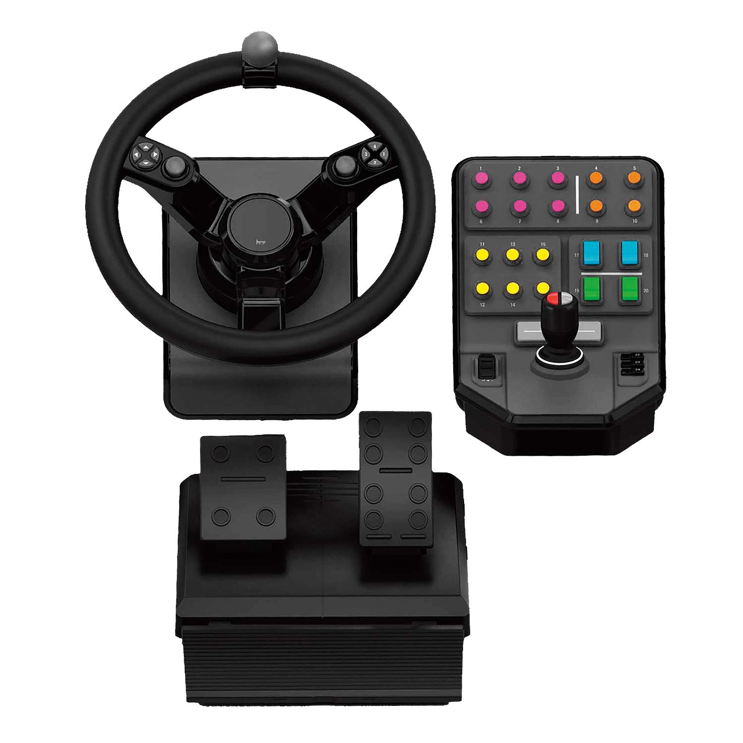 Volante con equipo de simulación logitech para simuladora de granja  Volante + Pedales + Panel de Control Lateral 1