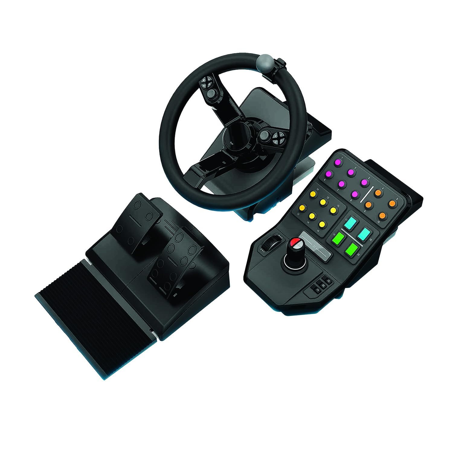 Volante con equipo de simulación logitech para simuladora de granja  Volante + Pedales + Panel de Control Lateral 2