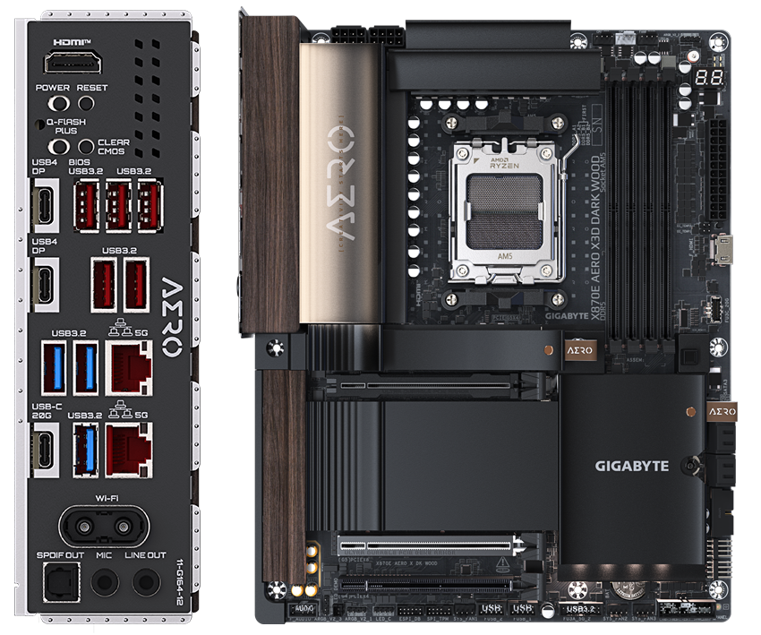 Placa Madre Gigabyte X870E AERO X3D Dark Wood AM5 DDR5 WiFi 7 PCIe 5.0 USB4 7