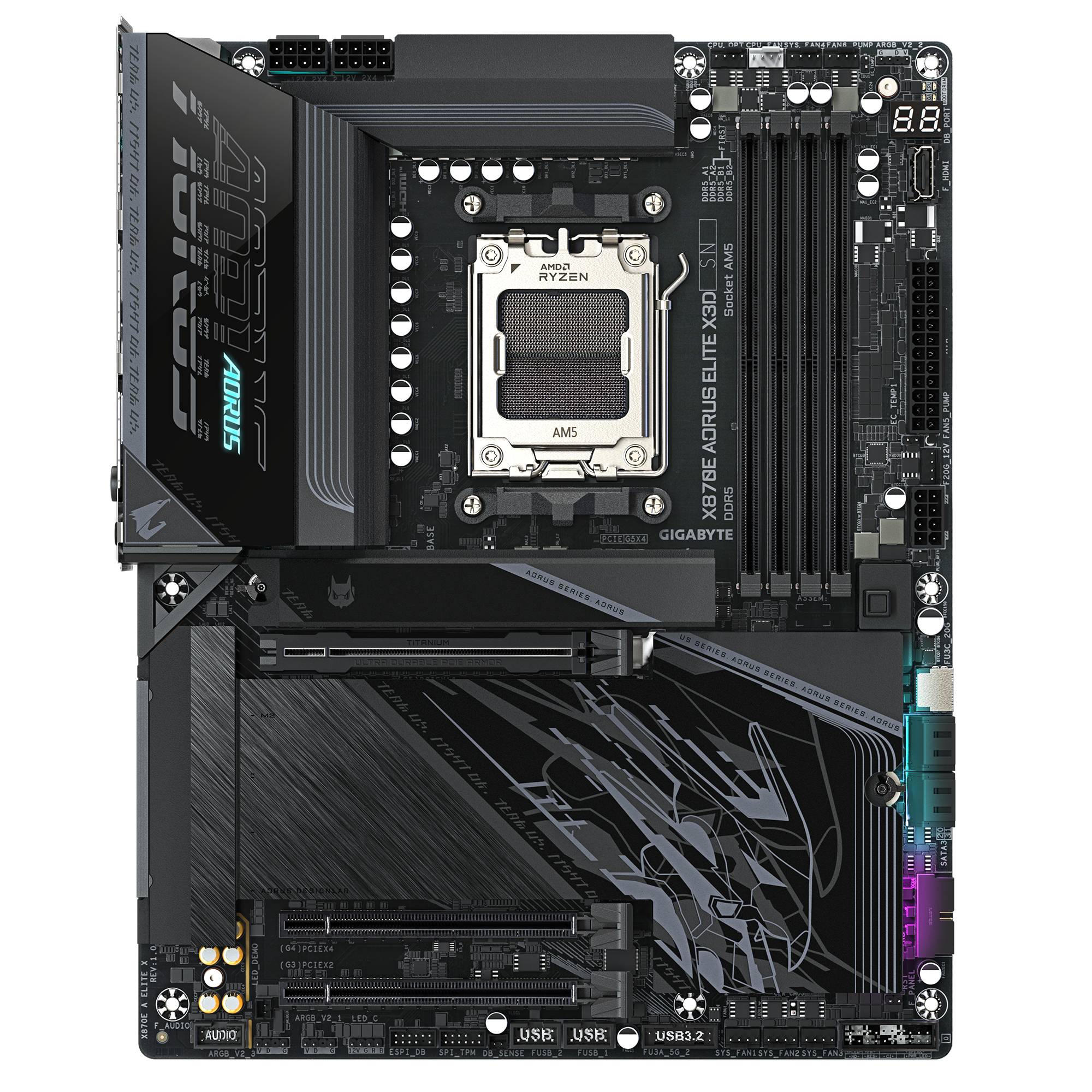 Placa Madre GIGABYTE X870E AORUS ELITE X3D AM5 DDR5 WiFi 7 PCIe 5.0 ATX 2