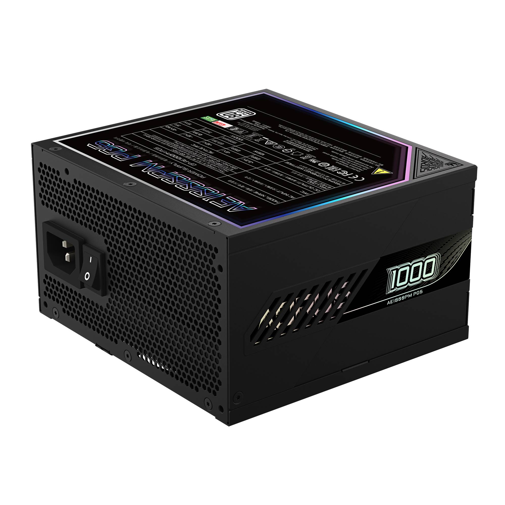 Fuente de Poder AORUS ELITE P1000W 80+ Platinum Modular PCIe 5.0 Negra 2