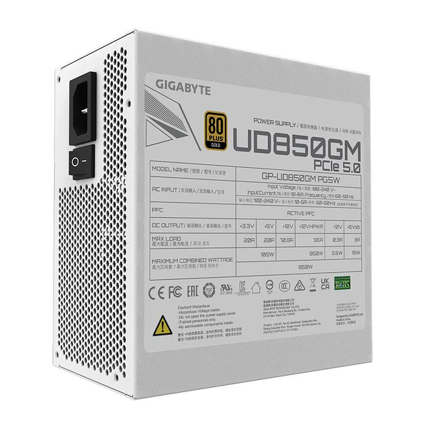 Fuente de Poder GIGABYTE UD850GM ice PG5 850W 80+ Gold Full Modular PCIe 5.0 4