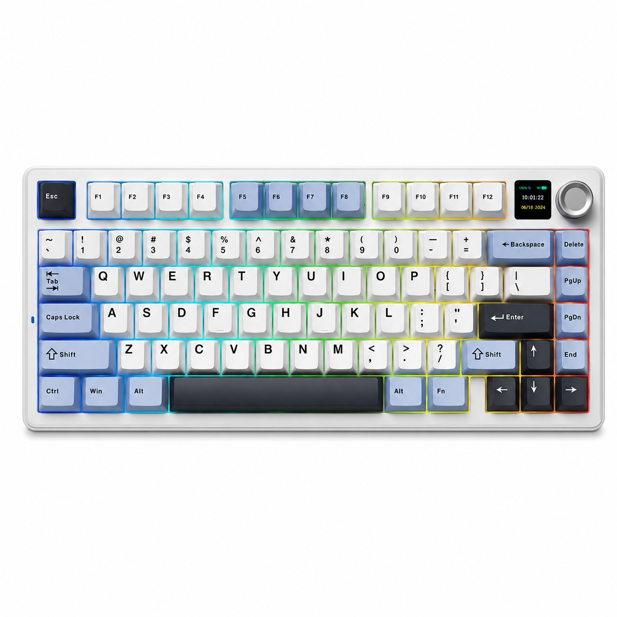 Teclado Mecánico AULA F75 MAX Glacier Blue RGB Wireless – Switch Reaper / ingles 1
