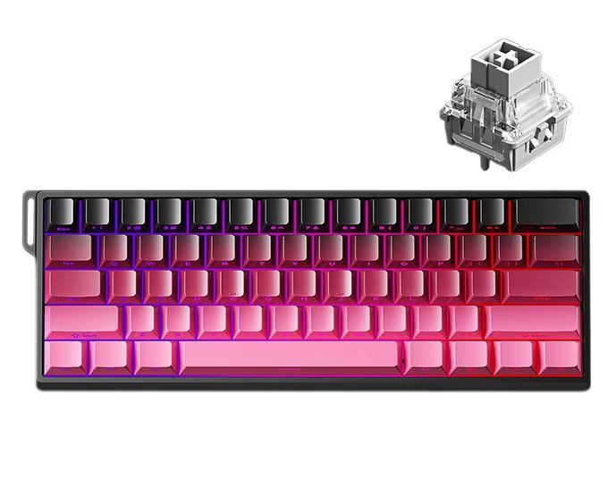 Teclado Aula Win60 He SW magnético 60% Gamer Rgb cableado color Blackberry Pink  1