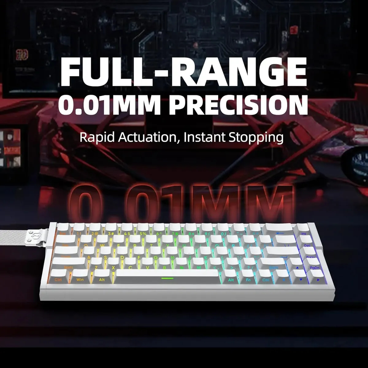 Teclado Gamer IROK MG68 MAX TRI MODE Magnético 65%  BLANCO 4