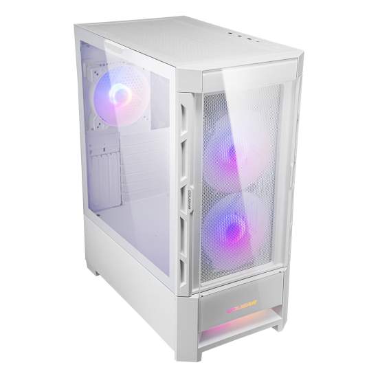 Gabinete Gamer Cougar Duoface RGB White E-ATX – 3 Ventiladores ARGB, Doble Panel Frontal y Vidrio Templado 4