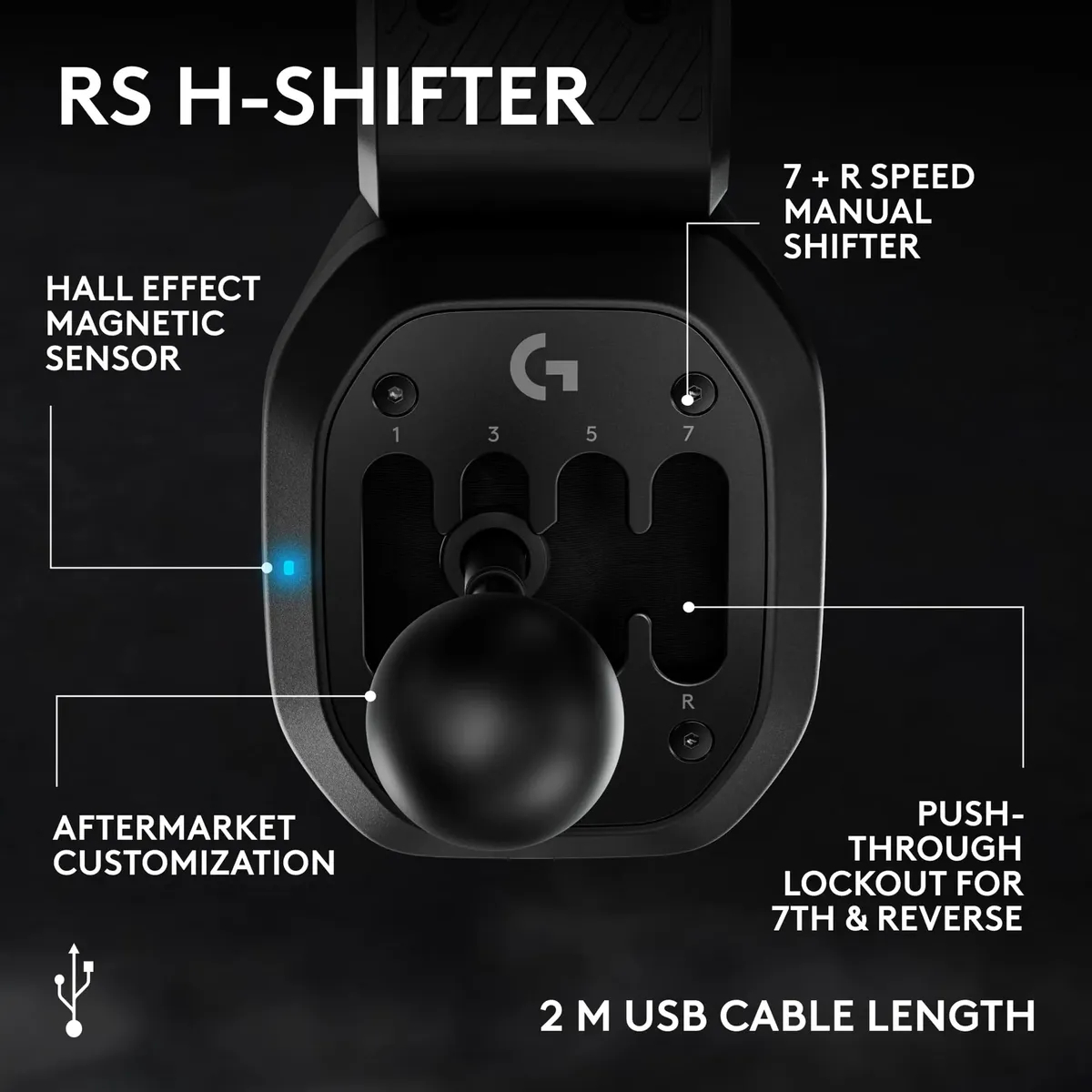 Palanca de Cambios Logitech G RS H-Shifter 7 Velocidades PS Xbox PC 7