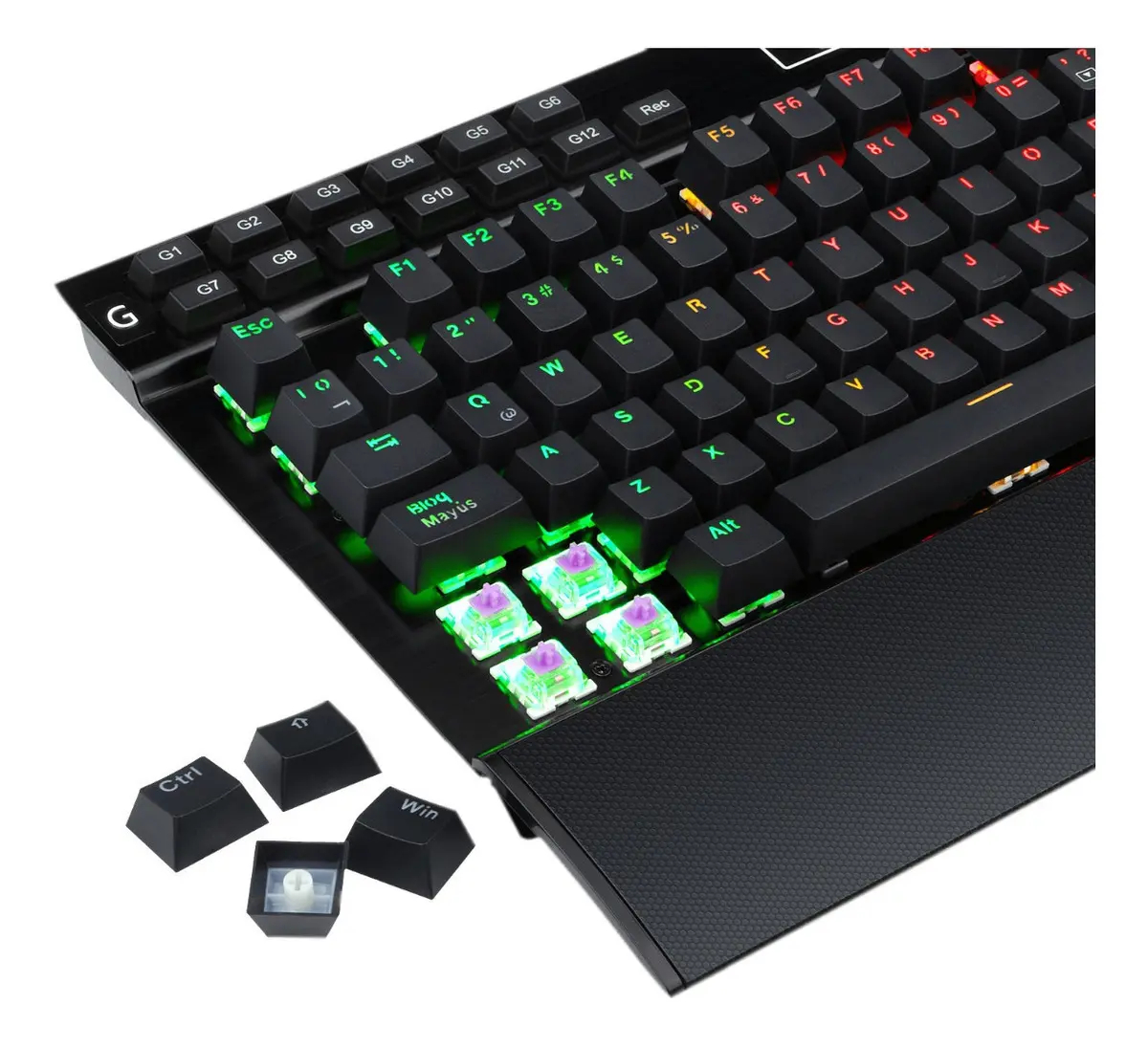 Teclado Mecánico Redragon Yama K550 Español (ES) Switch Purple RGB 12 Macros y Reposamuñecas 2
