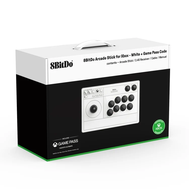 Arcade Stick inalámbrica 8BitDo para Xbox White Inalámbrico 2.4 GHz USB-C para Xbox Series X|S, Xbox One y PC 8