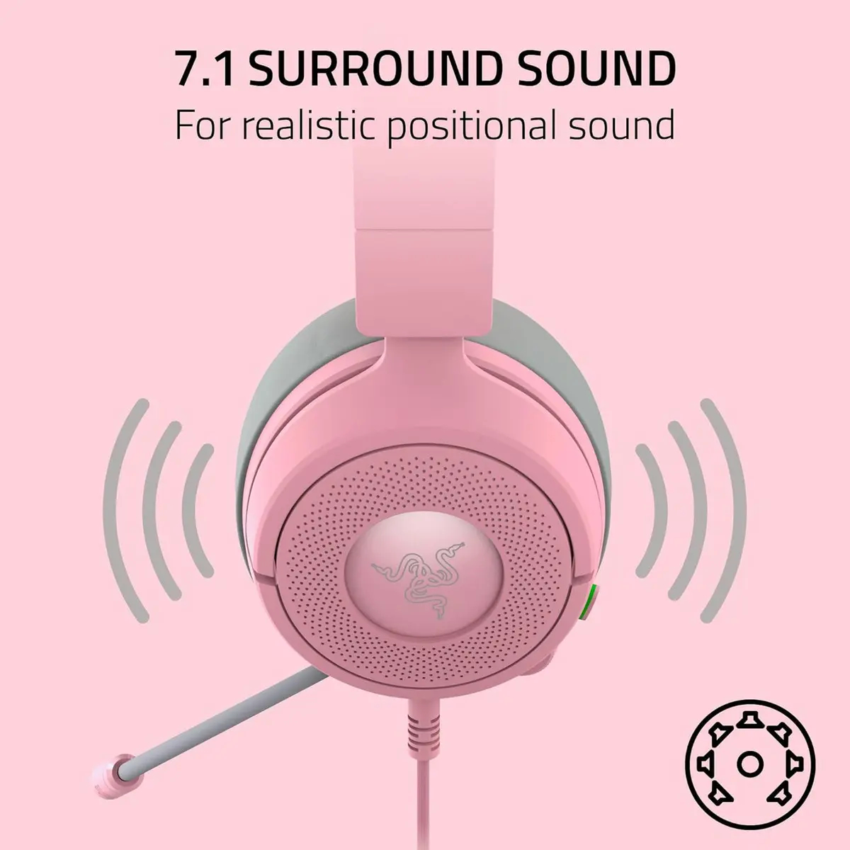 Audífonos Gamer Razer Kraken Kitty V3 X Quartz 7.1 RGB 3.5mm para PC, PS5, Xbox y Switch 4