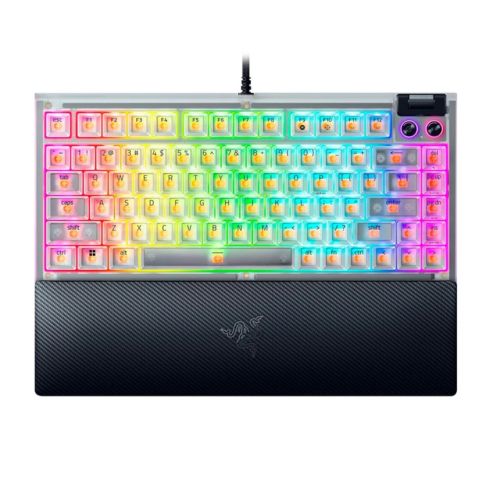 Teclado mecanico Razer BlackWidow V4 75% Phantom White  sw naranja / us  1
