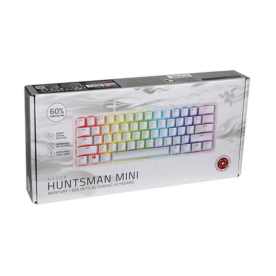 Teclado Gamer Razer Huntsman Mini Mercury Edition 60% Linear optical Red Switch Inglés US 2