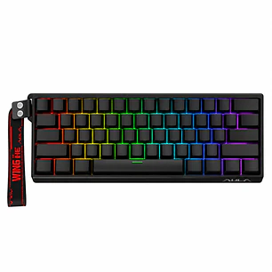 Teclado Aula Win60 He SW magnético 60% Gamer Rgb cableado color negro