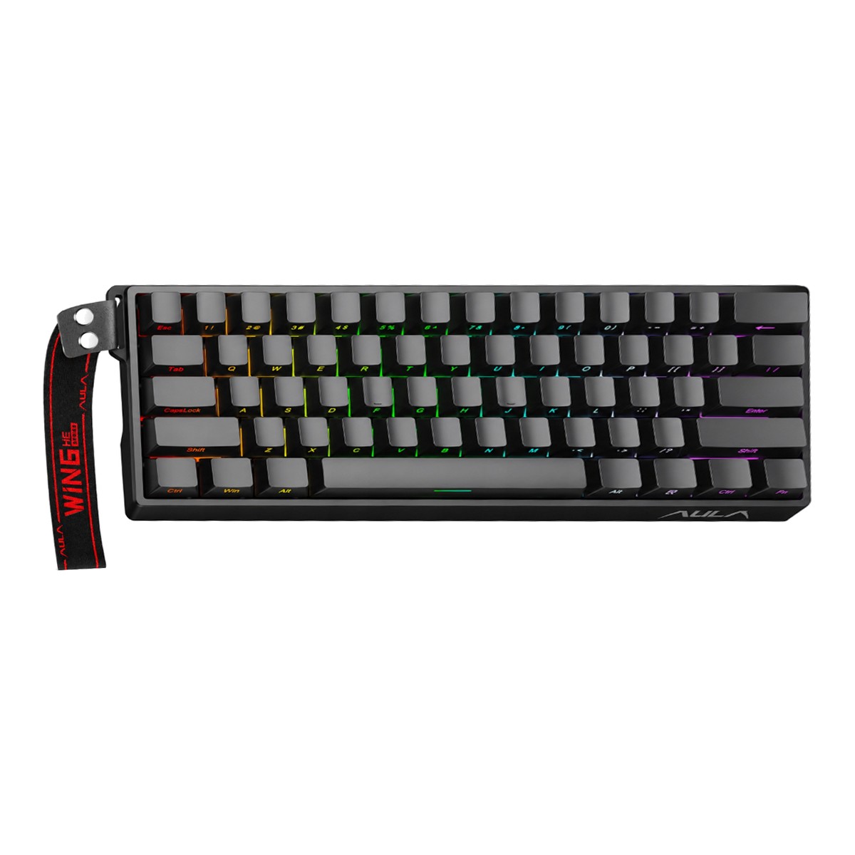 Teclado Aula Win60 He SW magnético 60% Gamer Rgb cableado color negro 2