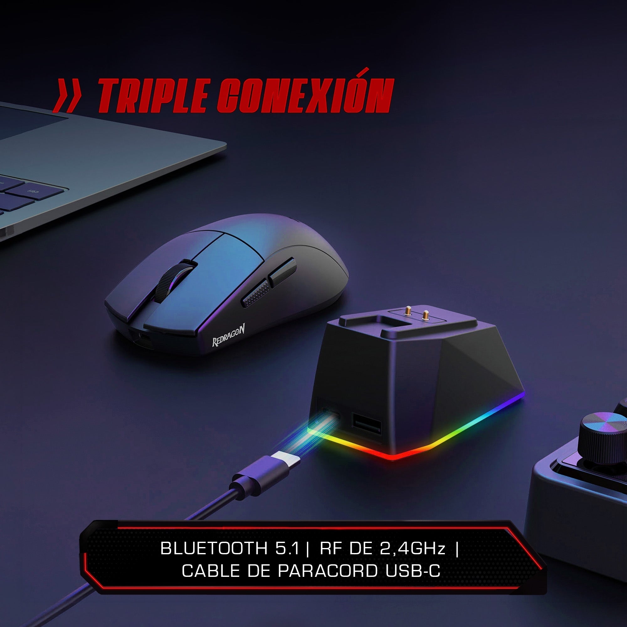 Mouse Gamer Redragon K1NG M999 ULT Wireless PixArt PAW3953 45.000 DPI 55g 9