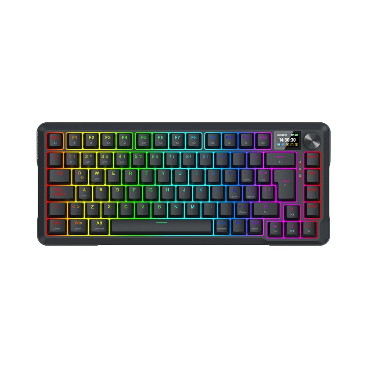 Teclado Mecánico Redragon UCAL LCD Pro K724RGB-PRO SP 75% SWITCH Yolk Linear Wireless Español 1
