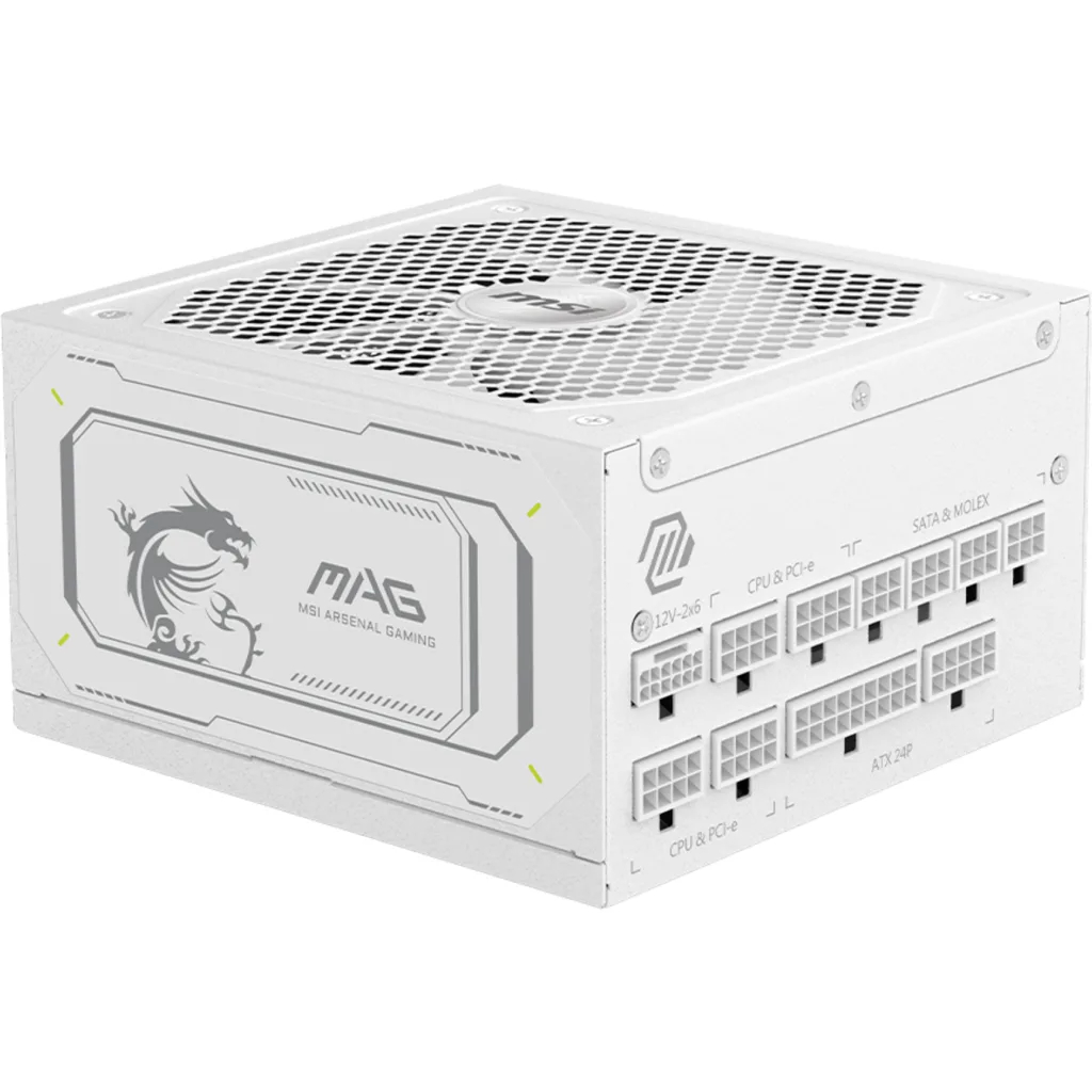 Fuente de Poder MSI MAG A1000GL PCIE5 White 1000W 80 Plus Gold Full Modular ATX 3.1 PCIe 5.1 9