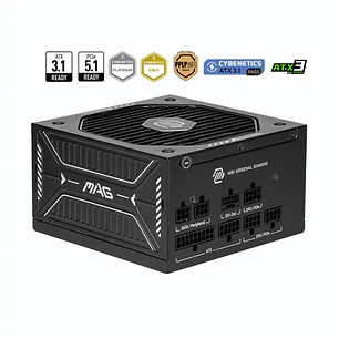 Fuente de Poder MSI MAG A750GLS PCIE5 750W 80 Plus Gold ATX 3.1 PCIe 5.1 Full Modular