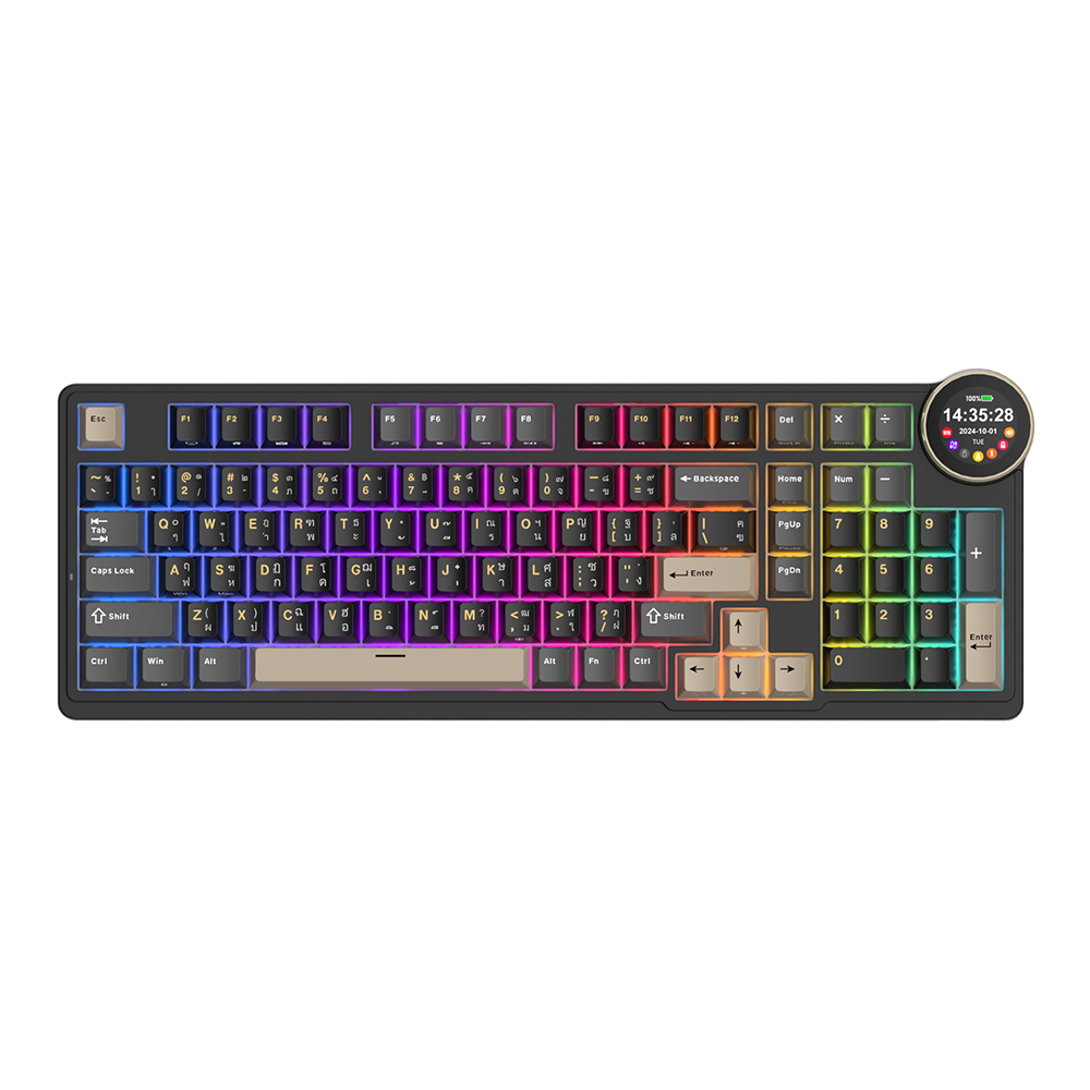 Teclado mecánico inalámbrico con pantalla royal kludge RK  N99 Phantom sw Cream Español  1