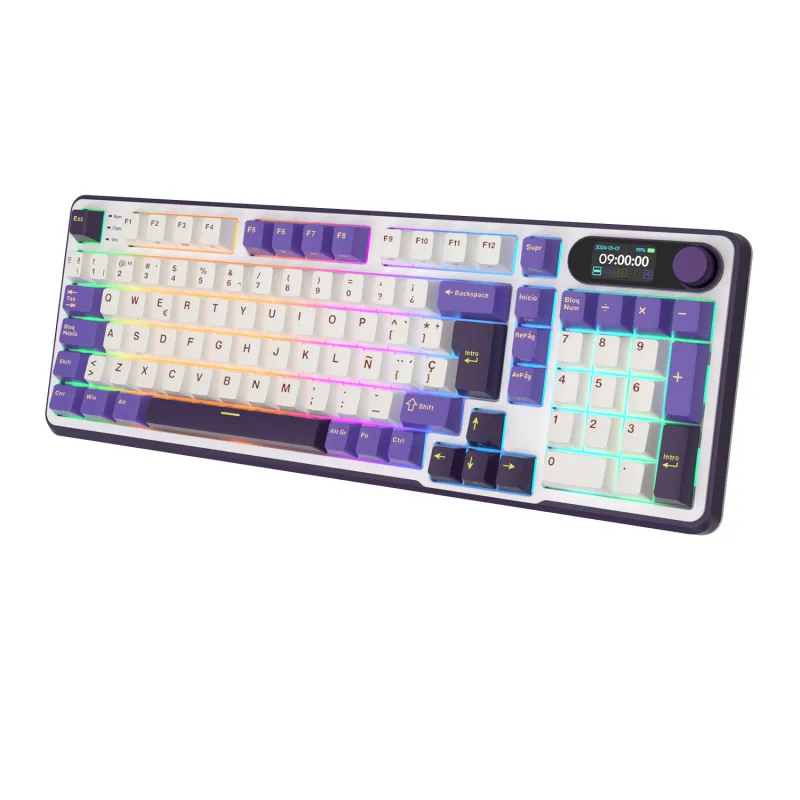 Teclado Mecánico Inalámbrico S98 96% QWERTY Español  | Tri-Mode, Hot-Swap, Pantalla LCD, RGB y Batería 3750 mAh Sw Beige 4