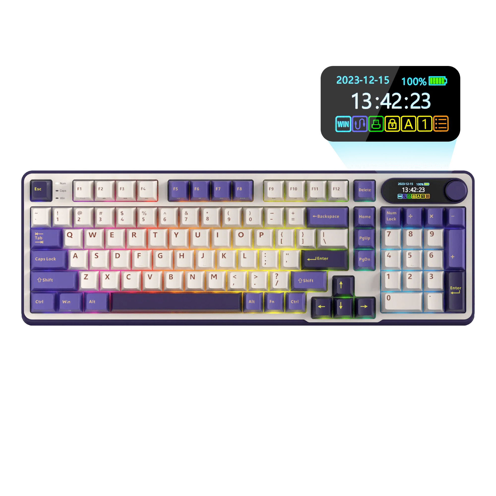 Teclado Mecánico Inalámbrico S98 96% QWERTY Español  | Tri-Mode, Hot-Swap, Pantalla LCD, RGB y Batería 3750 mAh Sw Beige 2